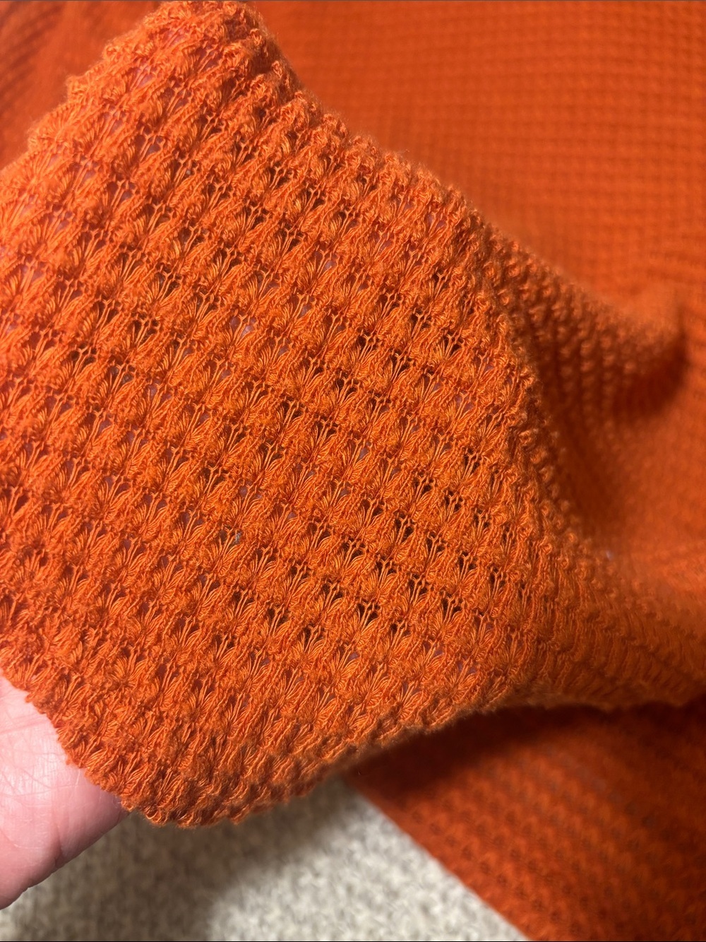 BiBi Textured Waffle-Knit Long Sleeve Top in Rust Orange - Picture 7 of 7